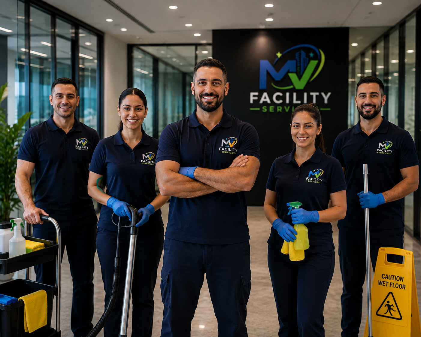 MV Facility Services team of professional cleaners